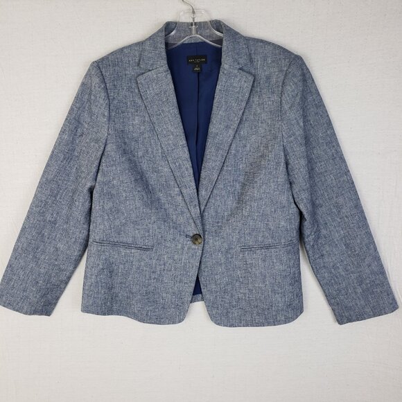 Ann Taylor Jackets & Blazers - Ann Taylor Linen Blend Blazer Career Office Heather Blue size 8 Minimalist